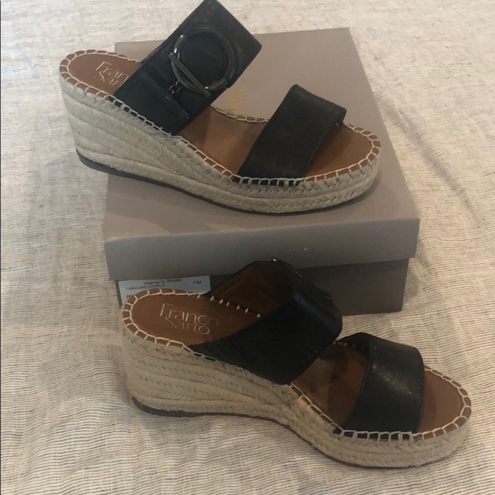 Beautiful black leather Franco Sarto espadrilles